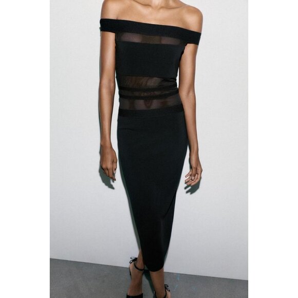 ZARA CONTRAST STRETCH DRESS - Picture 3 of 10